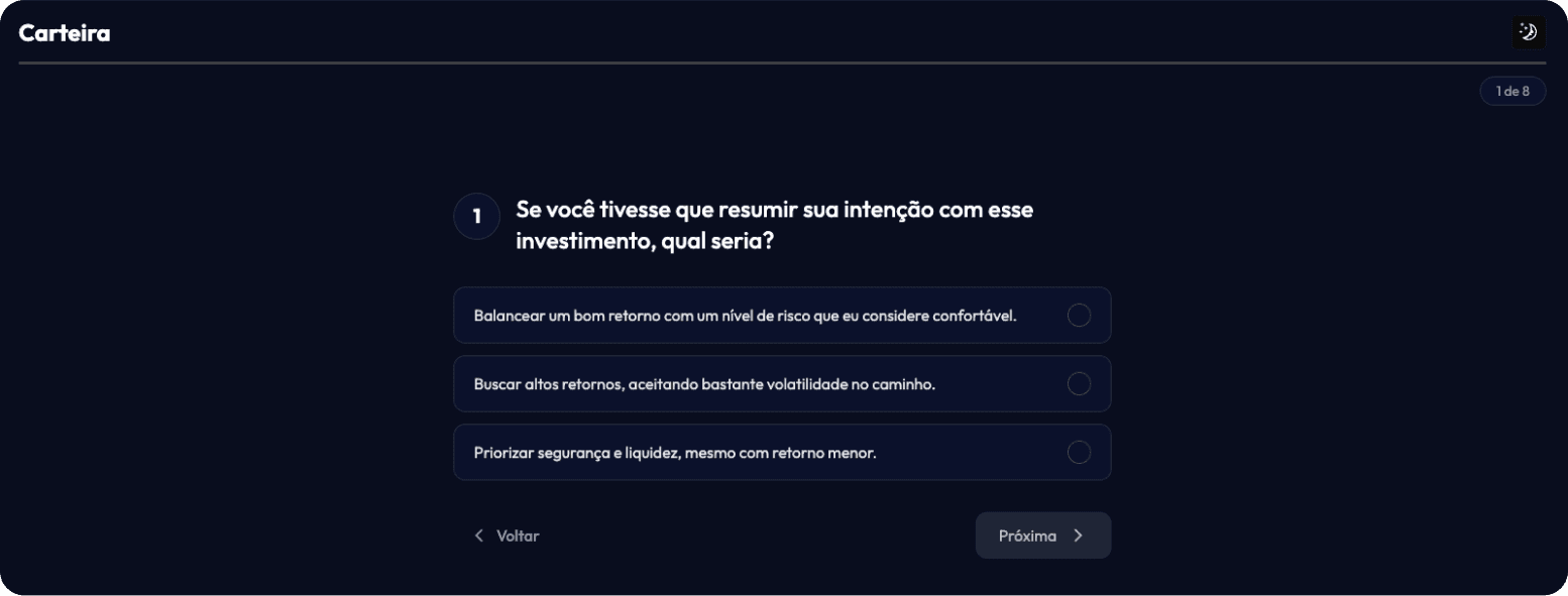 A carteira do seu perfil